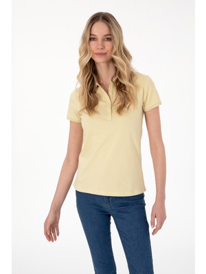 U.S. Polo Assn. Kadın Açık Haki Basic Polo Yaka Tişört 50300830-VR183