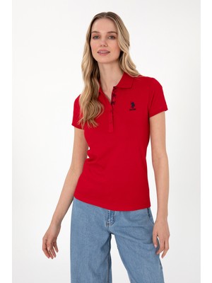 U.S. Polo Assn. Kadın Kırmızı Basic Polo Yaka Tişört 50307689-VR030