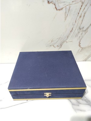 Dm Porselen 6 Kişilik Fincan Takımı Için Kadife Kutu Lacivert