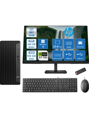 Hp Pro Tower 400 G9 Intel Core I7 14700 48GB Ddr5 512GB SSD 23.8" Fhd Windows 11 Pro Nvidia GT730-4GB Masaüstü Bilgisayar 235V5M2ESGT730P22 + Zetta USB Bellek