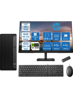 Hp Pro Tower 400 G9 Intel Core I7 14700 96GB Ddr5 256GB SSD 23.8" Fhd Windows 11 Pro Nvidia GT1030-4GB Masaüstü Bilgisayar 235V5M2ESGT1030P01 + Zetta USB Bellek