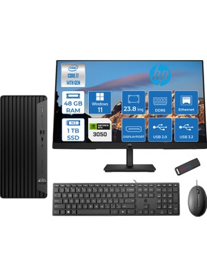 Hp Pro Tower 400 G9 Intel Core I7 14700 48GB Ddr5 1tb SSD 23.8" Fhd Windows 11 Pro Nvidia RTX3050-6GB Masaüstü Bilgisayar 235V5M2ESRTX3050P23 + Zetta USB Bellek