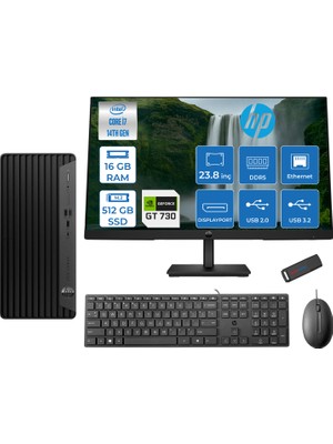 Hp Pro Tower 400 G9 Intel Core I7 14700 16GB Ddr5 512GB SSD 23.8" Fhd Freedos Nvidia GT730-4GB Masaüstü Bilgisayar 235V5M2ESGT730F07 + Zetta USB Bellek