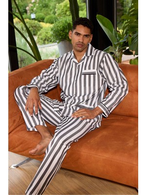 Gaffur Boy Çizgili Poplin Kumaş Pijama Takımı