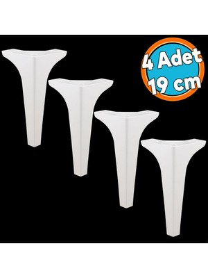 Mobilya Kanepe Sehpa Tv Ünitesi Koltuk Ayağı 19 cm Beyaz Baza Ayak 4 Adet