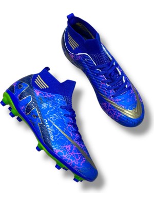 Laliga Çoraplı Krampon Saks Mavi Lacivert Desenli