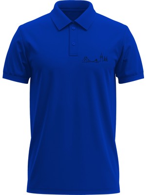 Erkek Slim Fit Dar Kesim Pamuklu Yumuşak Doku Nefes Alan Kumaş Istanbul Baskı Polo Yaka Tişört