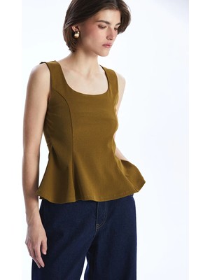Lcw Vision haki Kare Yaka Peplum Bluz