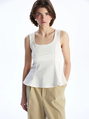 Lcw Vision ekru Kare Yaka Peplum Bluz