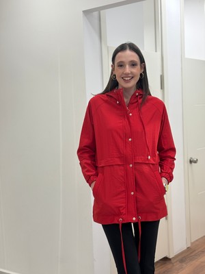 Kadın Fermuarlı Kapşonlu ,çıt Çıt Detaylı  Kapama Rüzgarlık-Yağmurluk