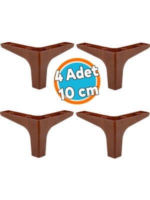 Mobilya Kanepe Sehpa Tv Ünitesi Koltuk Ayağı 10 cm Ahşap Desenli Kahverengi Baza Ayak 4 Adet