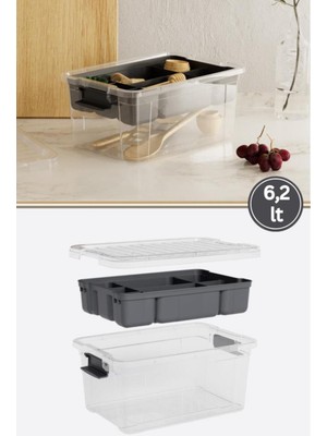 Kilitli Bölmeli Saklama Kutusu, Bujiteri Takı  Dikiş Ip Kaşık Hırdavat Organizer 6,25 Litre