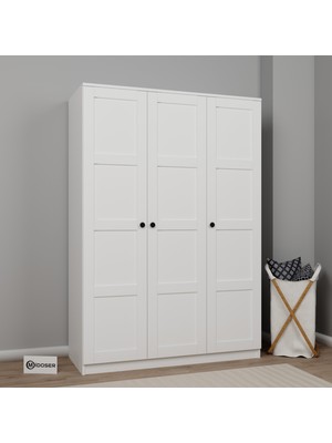 Lucas 3 Kapılı Yüklük, Yorgan, Yastık Dolabı - Mat Beyaz