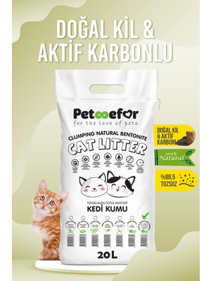 Petefor 20 lt Aktif Karbonlu Topaklaşan Organik Kedi Kumu Koku Kontrolü Sağlayan
