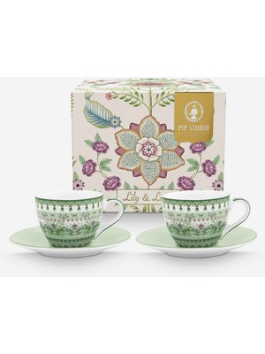 Pip Studio Lily & Lotus Yeşil Porselen Kahve Fincanı 120 ml