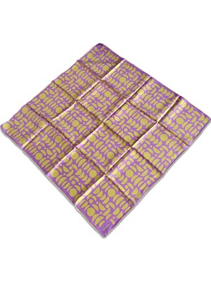 Armine Lila Yağ Yeşili Geometrik Desen Sura İpek Eşarp 9174 - 01