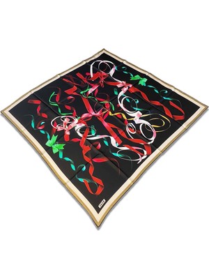 Aker Siyah Karma Desen Tivil İpek Eşarp 8807713 - 911