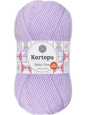 Kartopu Baby One Tüylenmeyen Bebek Yünü Açık Lila 100 g Anti-Pilling Özelliği ile Estetik Görünüm K706 (Yeni Renk)