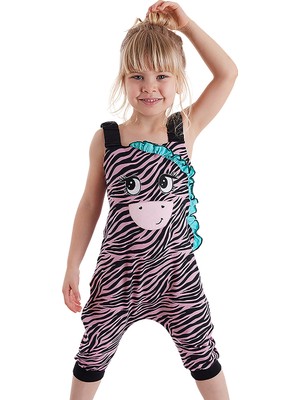 Denokids Zebra Fırfırlı Kız Çocuk Tulum