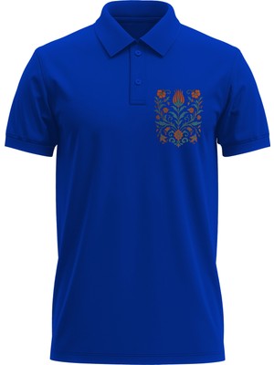 Remonz Erkek Slim Fit Dar Kesim Pamuklu Yumuşak Doku Nefes Alan Kumaş Çini Baskı Polo Yaka Tişört