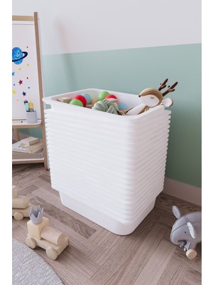 20 Adet Beyaz Oyuncak Dolabı Kutusu Çok Amaçlı Saklama Kutusu Oyuncak Sepeti