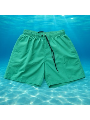 Su Yeşili Renk Paraşüt Kumaş Su Tutmayan Yetişkin Deniz Şortu