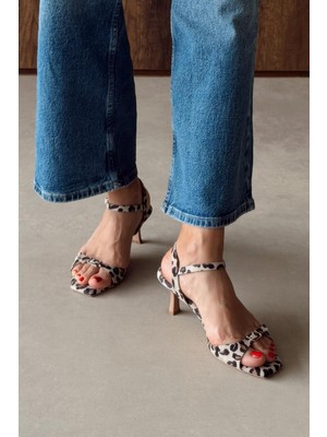 Blush Leopar Hakiki Deri Topuklu Ayakkabı