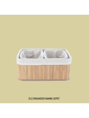 3'lü Bambu Organizer Sepet