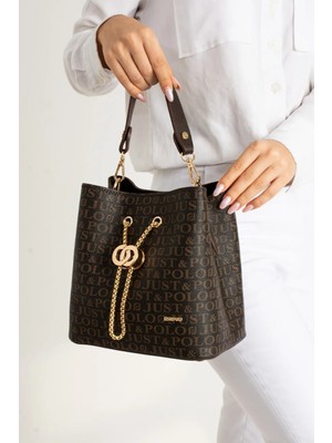 Just Polo Kadın Baskılı Desenli Orta Boy El ve Omuz Çantası