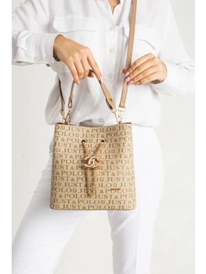 Just Polo Kadın Baskılı Desenli Orta Boy El ve Omuz Çantası