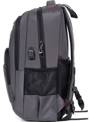 Dada Usb Type-C Girişli Okul Çantası Gri 15,6 inç Ortopedik Sırt Darbe Emici Koruma Su Geçirmez Oxford Kumaş Dada Çanta 03