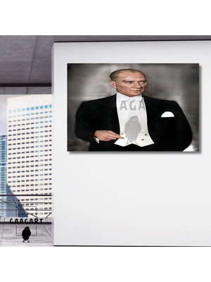 Tekli Yatay Kanvas Duvar Tablosu Mustafa Kemal Atatürk