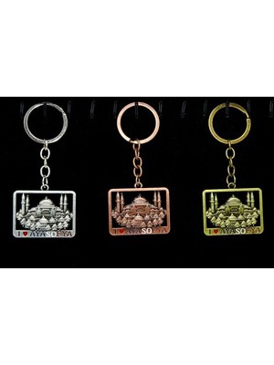 Metal Ayasofya Anahtarlık Kare Tasarım