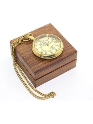 Ahşap Kutulu Pirinç Köstekli Saat Model 9