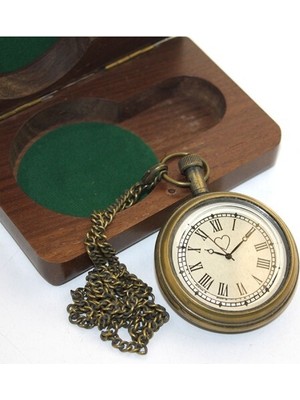 Ahşap Kutulu Pirinç Köstekli Saat Model 5