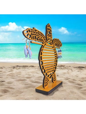 Ahşap Çift Yönlü  2 Renkli Küpe Takı Düzenleyici Organizer Stand