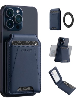 Vulkit Magsafe Uyumlu Mıknatıslı Cüzdan 4 Kartlık Standlı Apple iPhone 15 14 13 12 Uyumlu