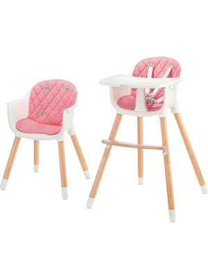 Kinderkraft Sıenna 2'si 1 Arada Mama Sandalyesi, Ahşap Ayaklı, 5 Nokta Emniyet Kemerli