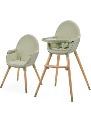 Kinderkraft Fını2 2'si 1 Arada Yüksek Sandalye, Ahşap Bacaklı, 6 Aydan 5 Yaşa Kadar, 5 Noktalı Kayışlar