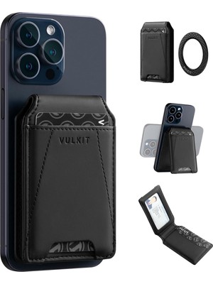 Vulkit Magsafe Uyumlu Mıknatıslı Cüzdan 4 Kartlık Standlı Apple iPhone 15 14 13 12 Uyumlu