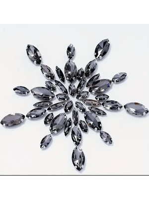 Yiğit Aksesuar 4 Boy 50 Adet Gri Mekik Kasalı Dikme Cam Taş