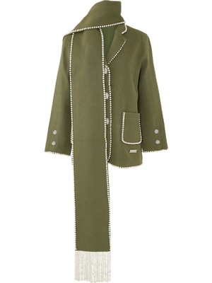 Izaak Azanei Kadın Ipeksi Palto Uzun Kol Düz Desenli Yeşil Renk Şık Tasarım