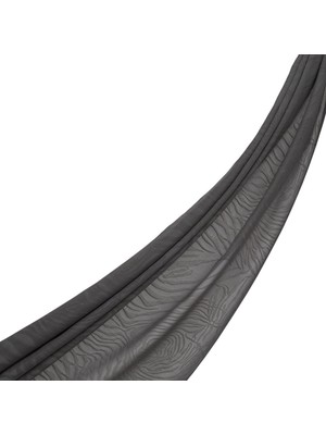 İpekevi  Dört Mevsim Zebra Desenli Monogram Jakar Şal 04473-FÜME