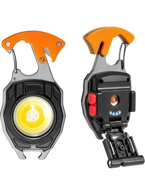 Venüs Shopping Çok Fonksiyonlu Mini LED Lamba Anahtarlık ve Çakmak USB Şarjlı Kamp Için Taşınabilir 7 Modlu