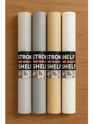 4 Adet 1.5 Metre Kaymaz Dolap Raf Çekmece Örtüsü - Eva Malzeme - Şeffaf Gri Ekru Bej