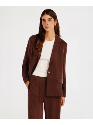 Tek Düğmeli Uzun Kollu Ceket