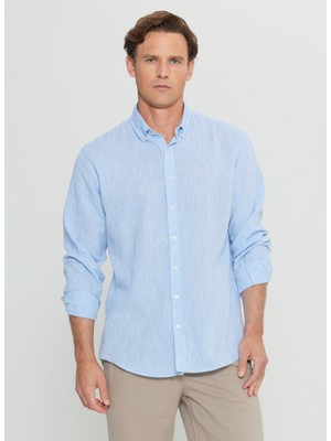 Altınyıldız Classics Comfort Fit Düğmeli Yaka Mavi Erkek Gömlek ACE020252163_MAV