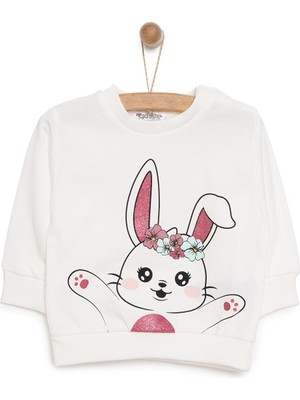 Hellobaby Basic Az Şardonlu Tavşan Desenli Sweatshirt Kız Bebek