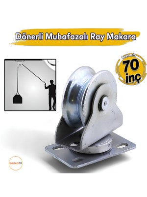 Tablalı Kepli Dönerli Oynar Hareketli Başlı Makara Metal Rulman Muhafazalı Ray Makara 70"