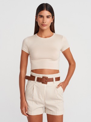 31104 Modal Crop Top-Bej